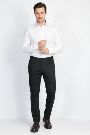 Black Slim Fit Plain Cotton Trousers – Wessi