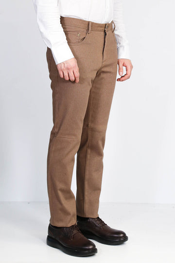 Cream Slim Fit Patterned Cotton Trousers – Wessi