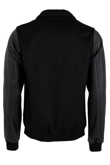 Black Slim Fit Leather Sleeve Cachet Coat – Wessi
