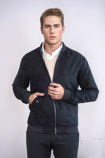 Black Suede Slim Fit Bomber Jacket – Wessi