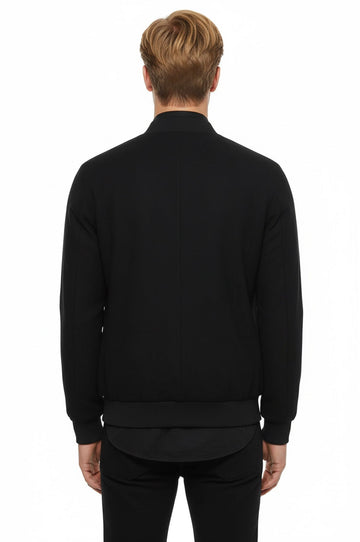 Navy Blue Suede Slim Fit Bomber Jacket – Wessi