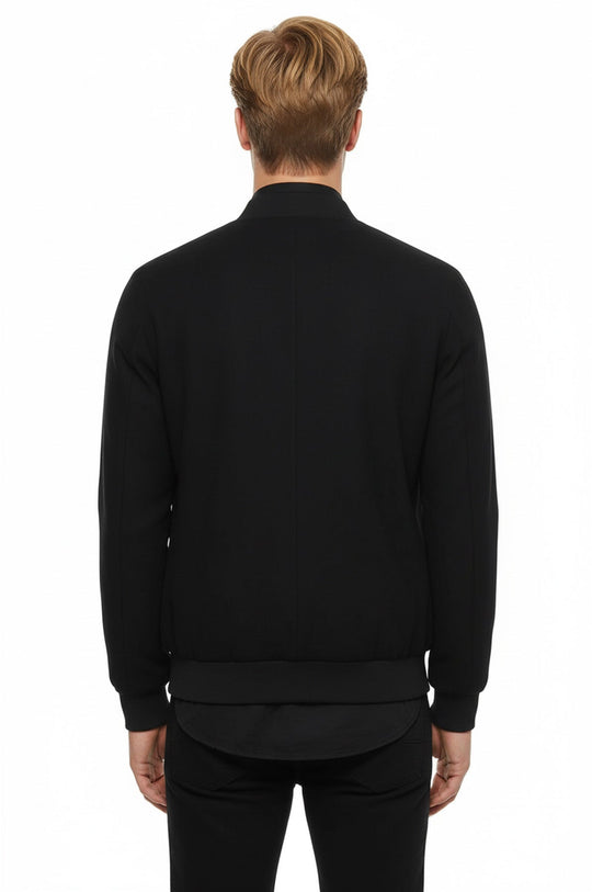 Navy Blue Suede Slim Fit Bomber Jacket – Wessi