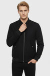 Navy Blue Suede Slim Fit Bomber Jacket – Wessi
