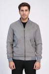 Grey Suede Slim Fit Patch Pocket Bomber Jacket – Wessi