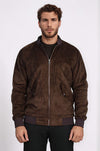 Brown Suede Slim Fit Bomber Jacket – Wessi