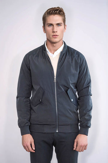 Black Slim Fit Zip-Up Bomber Jacket – Wessi