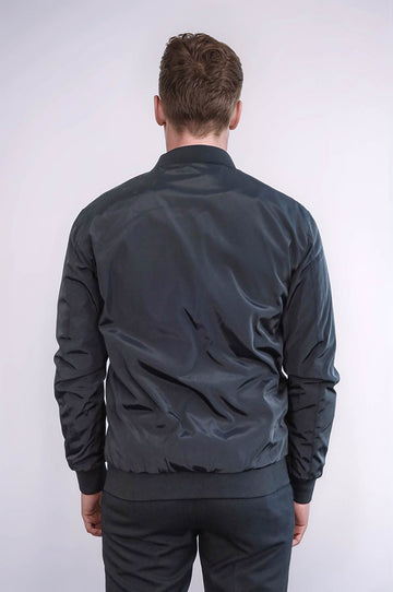 Black Slim Fit Zip-Up Bomber Jacket – Wessi