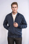 Navy Blue Slim Fit Zip-Up Bomber Jacket – Wessi