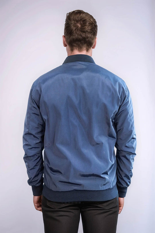 Blue Slim Fit Zip-Up Bomber Jacket – Wessi