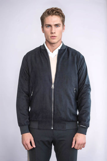 Black Slim Fit Zip Pocket Bomber Jacket – Wessi