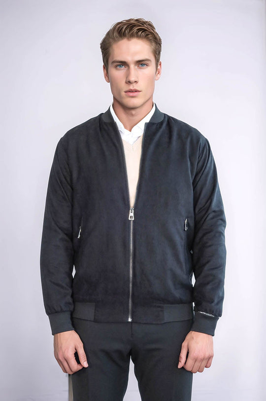 Black Slim Fit Zip Pocket Bomber Jacket – Wessi