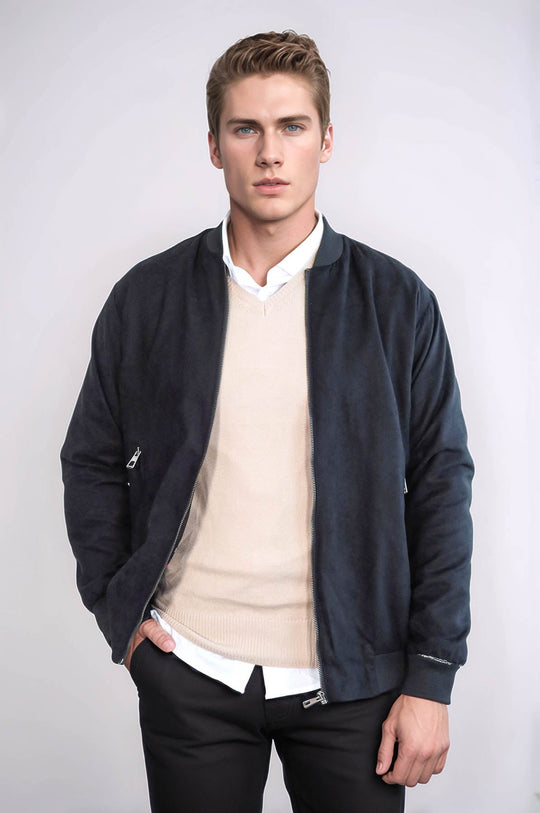 Black Slim Fit Zip Pocket Bomber Jacket – Wessi