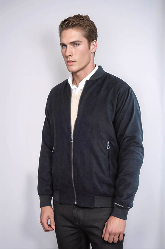 Black Slim Fit Zip Pocket Bomber Jacket – Wessi