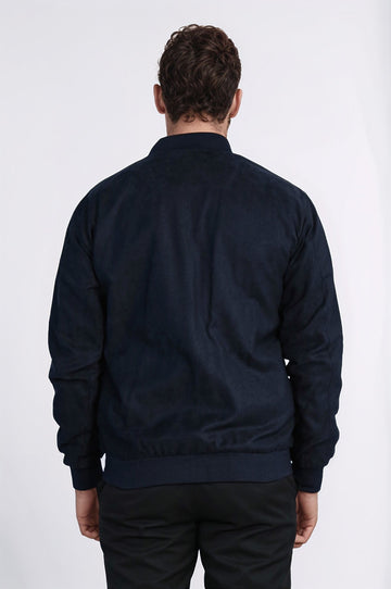 Navy Blue Slim Fit Zip Pocket Bomber Jacket – Wessi