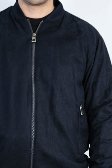 Navy Blue Slim Fit Zip Pocket Bomber Jacket – Wessi
