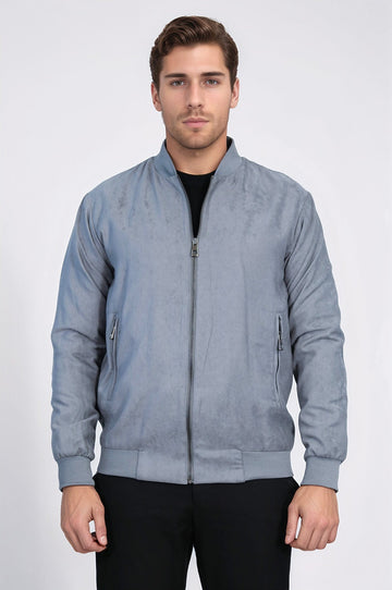 Grey Slim Fit Zip Pocket Bomber Jacket – Wessi