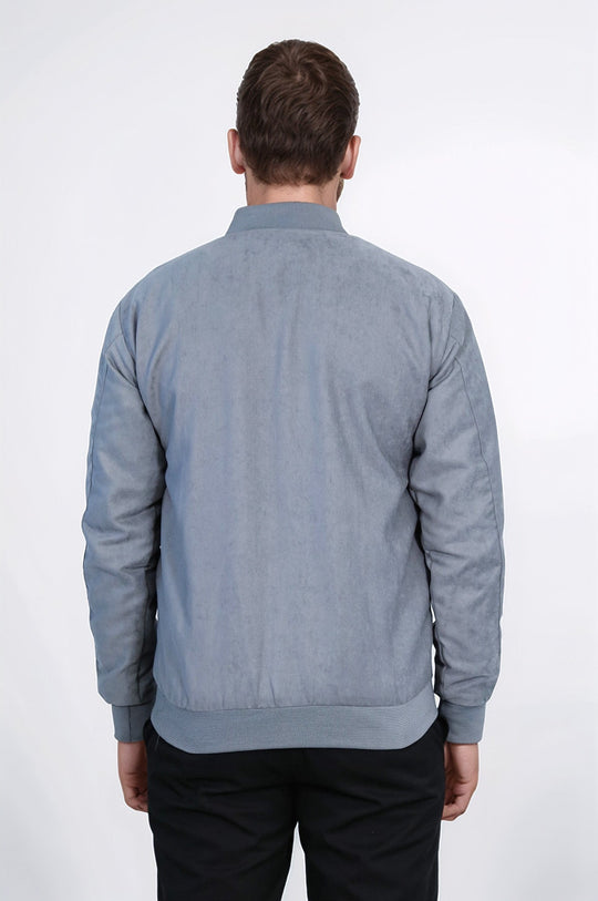 Grey Slim Fit Zip Pocket Bomber Jacket – Wessi