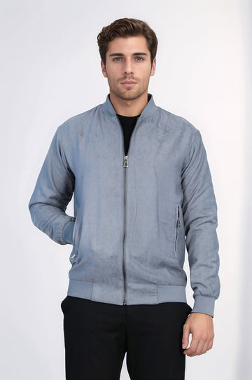 Grey Slim Fit Zip Pocket Bomber Jacket – Wessi