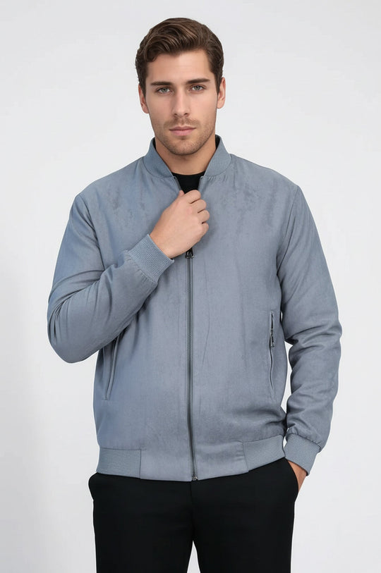 Grey Slim Fit Zip Pocket Bomber Jacket – Wessi