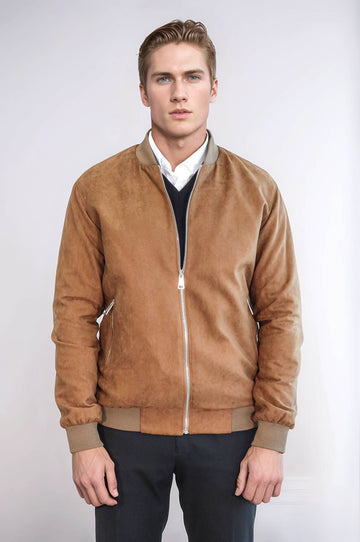 Tan Slim Fit Zip Pocket Bomber Jacket – Wessi