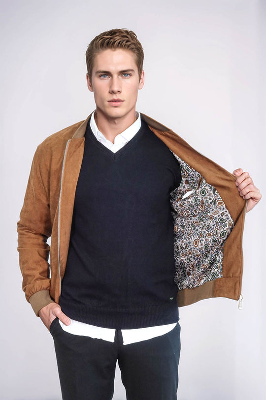 Tan Slim Fit Zip Pocket Bomber Jacket – Wessi