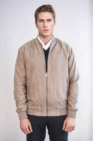 Cream Slim Fit Zip Pocket Bomber Jacket – Wessi
