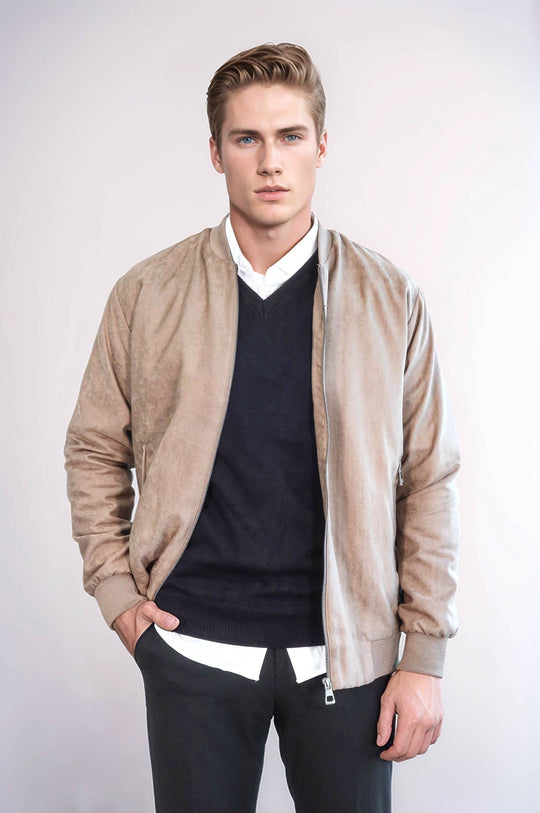 Cream Slim Fit Zip Pocket Bomber Jacket – Wessi