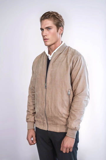 Cream Slim Fit Zip Pocket Bomber Jacket – Wessi