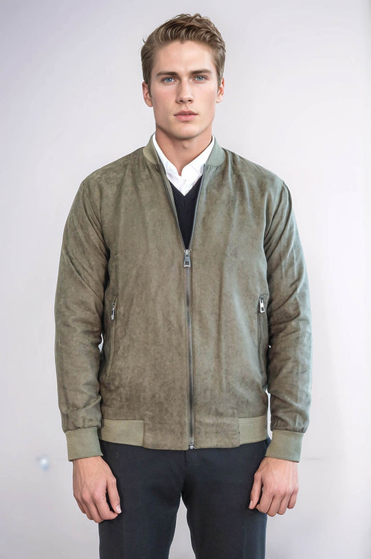 Light Green Slim Fit Zip Pocket Bomber Jacket – Wessi