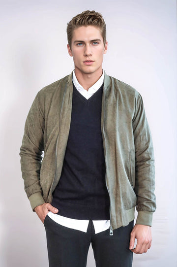 Light Green Slim Fit Zip Pocket Bomber Jacket – Wessi