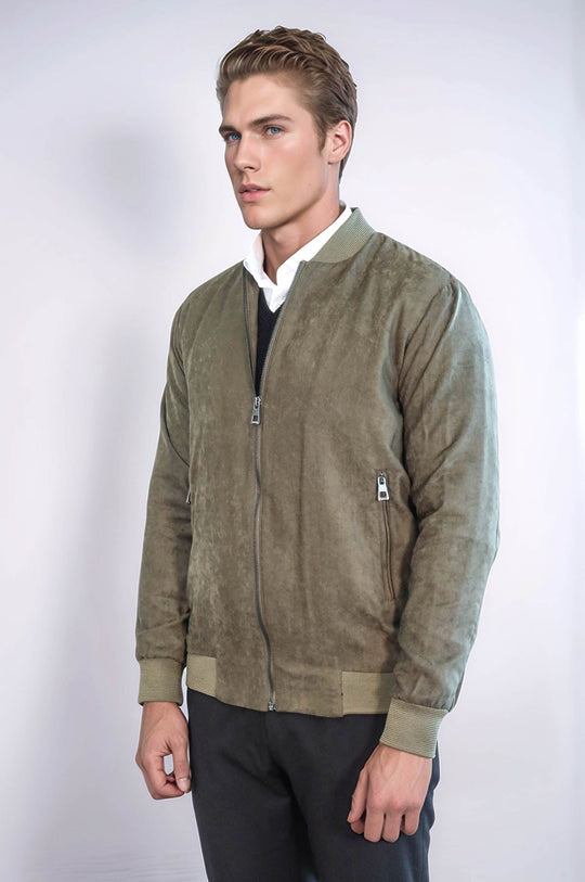 Light Green Slim Fit Zip Pocket Bomber Jacket – Wessi