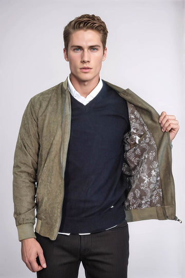 Light Green Slim Fit Zip Pocket Bomber Jacket – Wessi