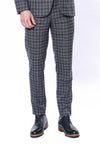 Dark Grey & Navy Blue Slim Fit Plaid Trousers – Wessi