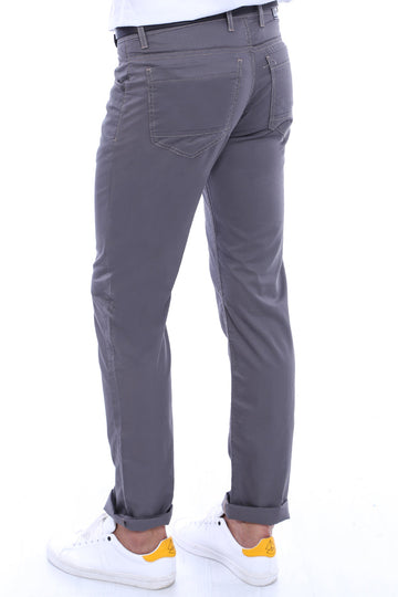 Grey Slim Fit Plain Gabardine Trousers – Wessi