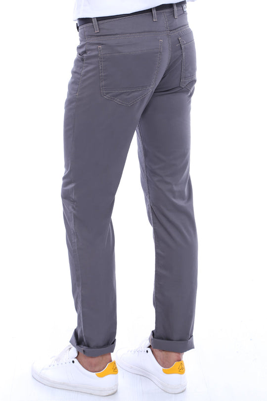 Grey Slim Fit Plain Gabardine Trousers – Wessi