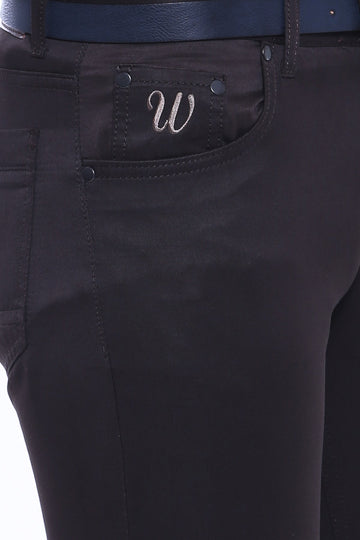 Brown Slim Fit Plain Gabardine Pocket Trousers – Wessi