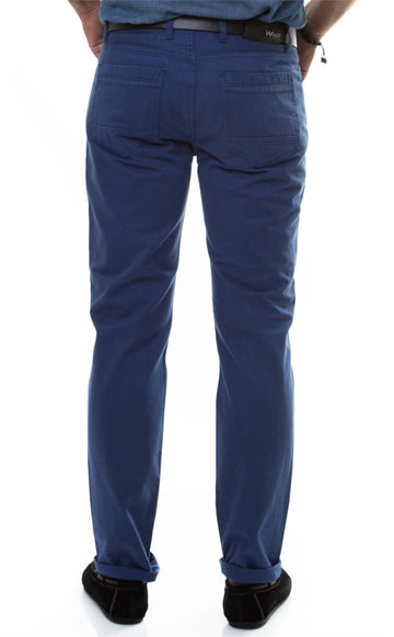 Navy Blue Slim Fit Five-Pocket Cotton Trousers – Wessi