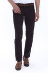Brown Slim Fit Plain Gabardine Trousers – Wessi