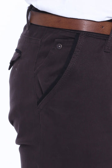 Brown Slim Fit Plain Gabardine Trousers – Wessi