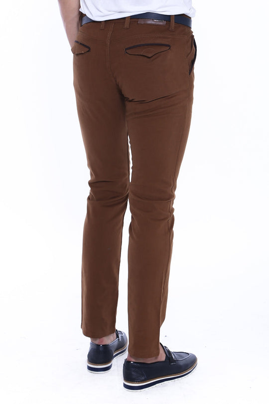 Tan Slim Fit Plain Gabardine Trousers – Wessi