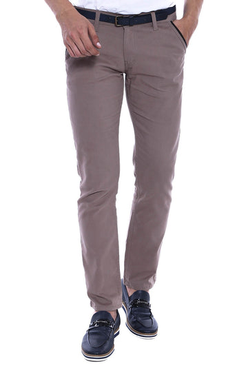 Cream Slim Fit Plain Gabardine Trousers – Wessi