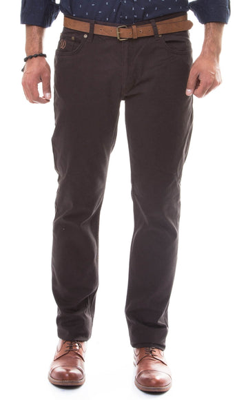 Brown Slim Fit Five-Pocket Cotton Trousers – Wessi