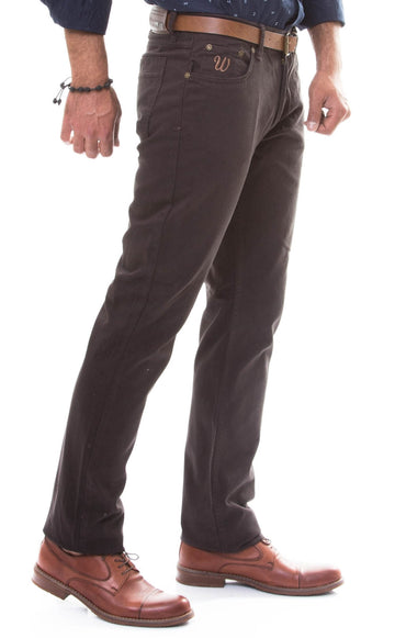 Brown Slim Fit Five-Pocket Cotton Trousers – Wessi
