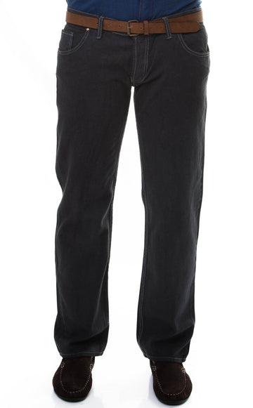 Anthracite Slim Fit Plain Washed Straight Cut Trousers – Wessi