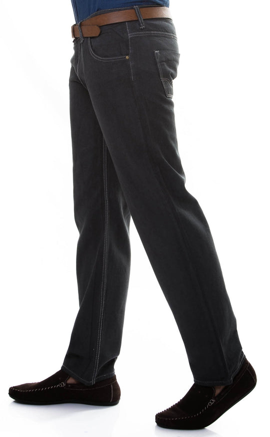 Anthracite Slim Fit Plain Washed Straight Cut Trousers – Wessi