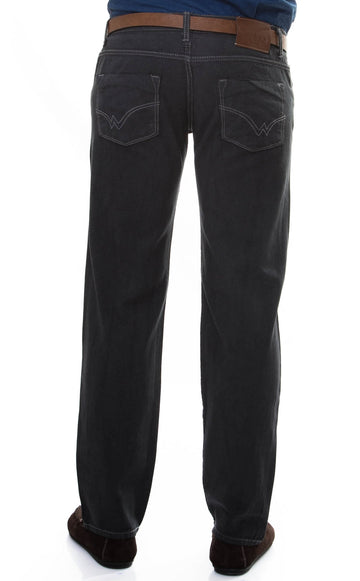 Anthracite Slim Fit Plain Washed Straight Cut Trousers – Wessi