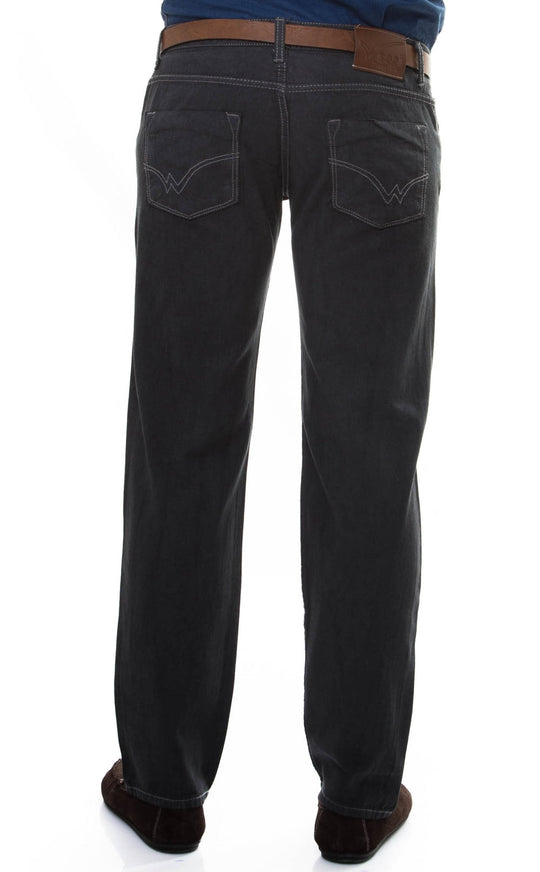 Anthracite Slim Fit Plain Washed Straight Cut Trousers – Wessi