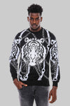 Black Slim Fit Crew Neck Tiger Patterned Sweatshirt | Wessi