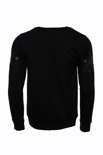 Black Slim Fit Tiger Print Crew Neck Sweatshirt | Wessi