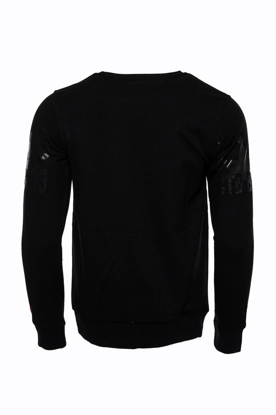 Black Slim Fit Tiger Print Crew Neck Sweatshirt | Wessi